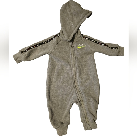 Nike Other - Nike Baby Boy/Girl Gray Hooded Zip Romper Jumpsuit 3M Taped Logo